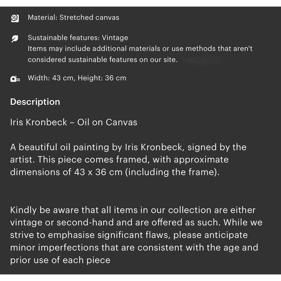 VTG Oil Painting of Two Roses Framed in Ornate Gold Frame - Artist Signed “IRIS” - Picture 9 of 9